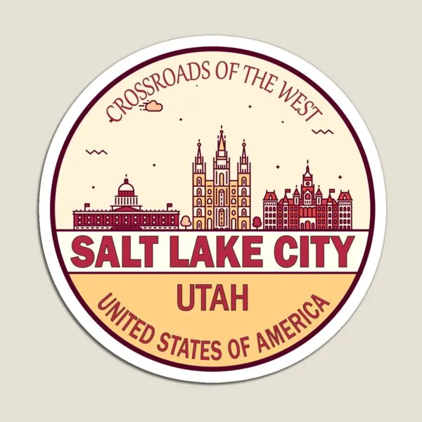 Salt Lake City Utah City Skyline Emblem  Magnet Kids Baby Home for Fridge Organizer  Decor Cute Refrigerator Colorful Funny