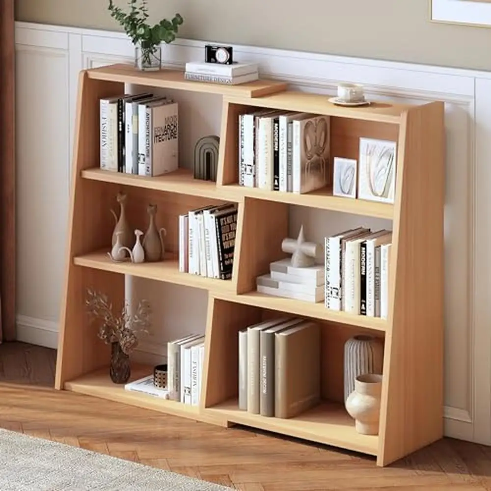 Holz ausziehbare 3-stufige Leiter Bücherregal modulares Design offene Lagerung stabile Struktur Multi-Szene verwenden kompakte Eiche Regal Kinder