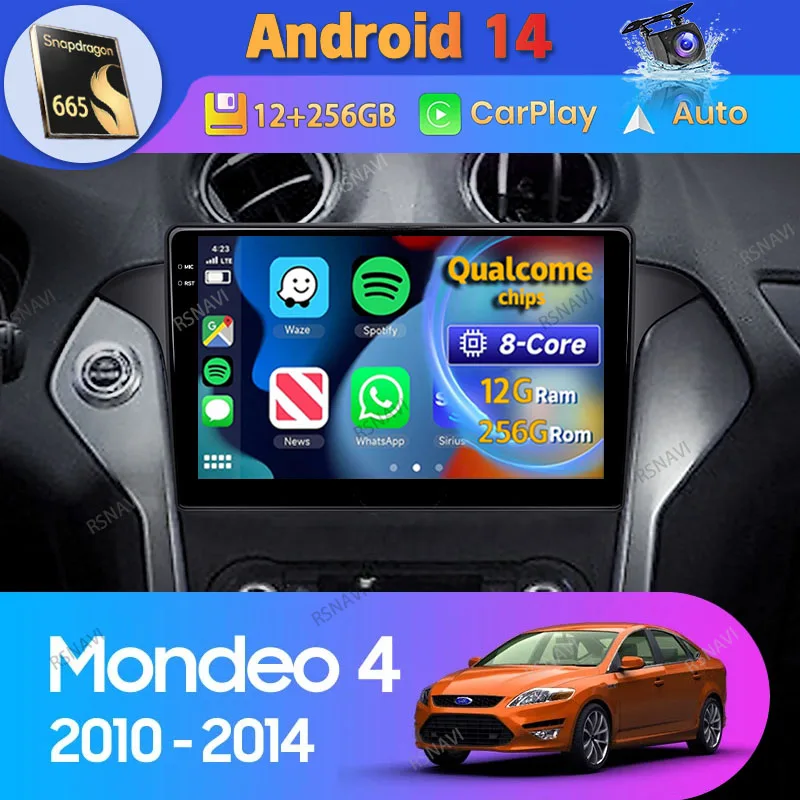 

Автомагнитола Carplay для Ford Mondeo 4 2010 2011-2014, Android 14, GPS-навигация, камера 360, 2 Din, стерео, DSP-плеер, DVD-видео