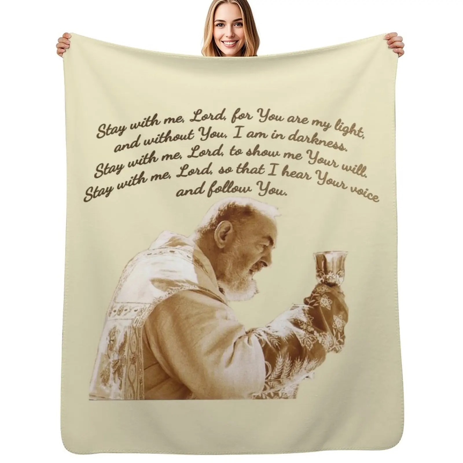 

Padre Pio of Pietrelcina; Stay with me, Lord, Throw Blanket All Season Lightweight Soft Blanket for Bed