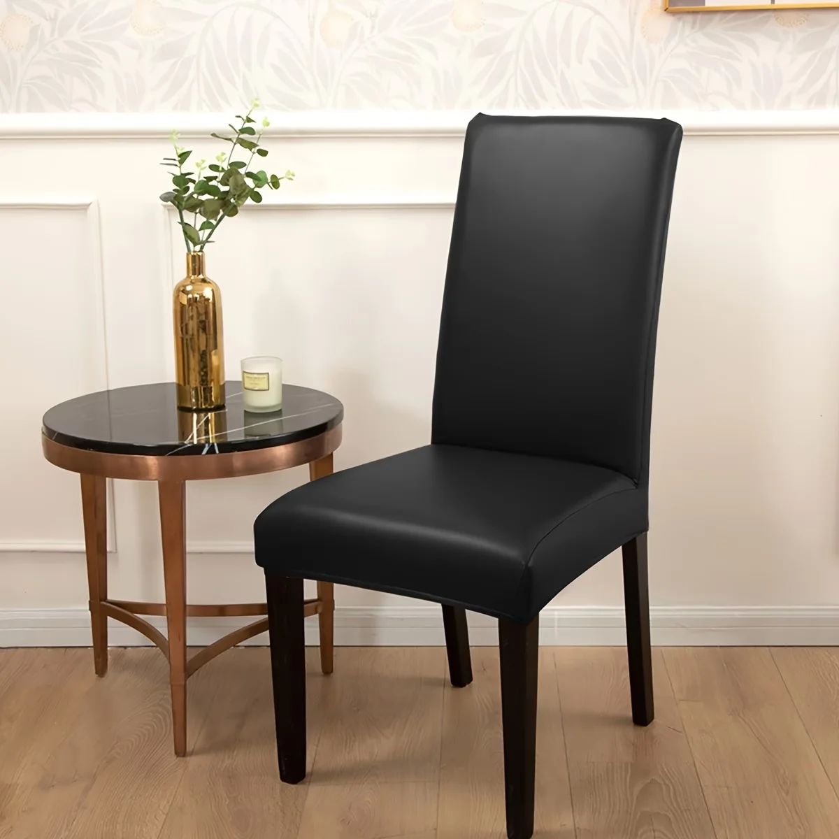 1 Stück elastischer Stuhlbezug – einfarbiges PU – geeignet für Hotel, Restaurant, Wohnzimmer – Stuhlbezug-Dekoration