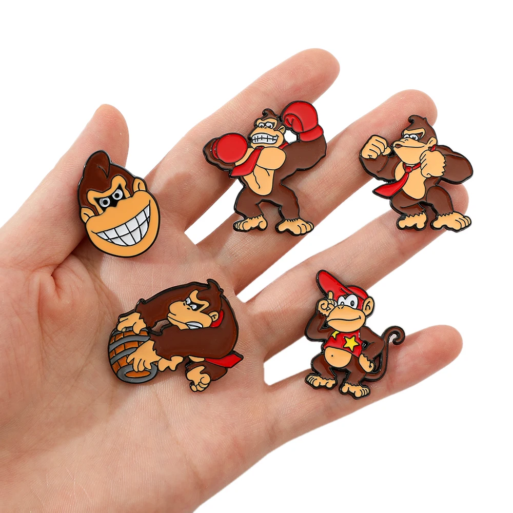 5 pezzi gioco creativo spilla Super Mario personalità Donkey Kong smalto spilla distintivo in metallo gioielli abbigliamento zaino accessori regalo