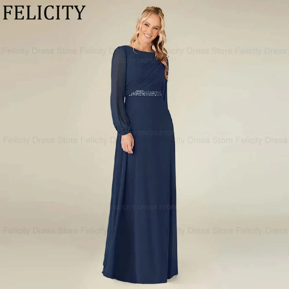 

Customized Simple Mother of the Bride Dresses 2026 A-Line O-neck Chiffon Pleated Wedding Party Dresses Robes Invitée Mariage