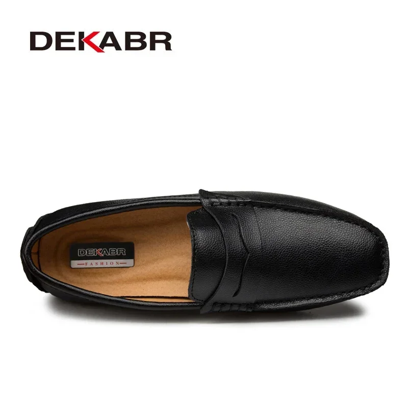 DEKABR-Mocassins en cuir véritable pour hommes, chaussures plates décontractées, bateau, grande taille 38 ~ 49