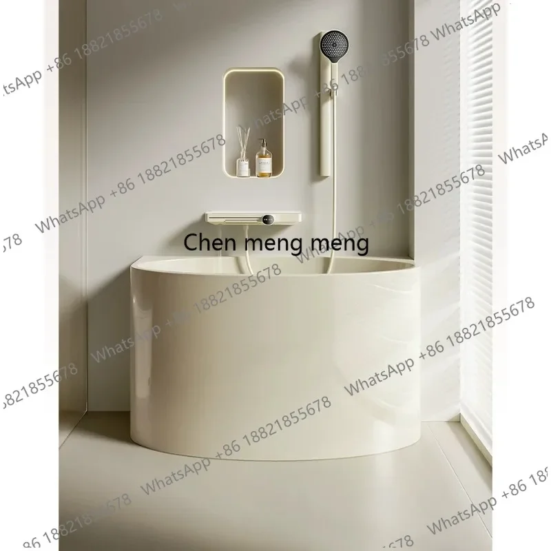 Milk white deep soaking bathtub household sitting acrylic independent Japanese mini movable