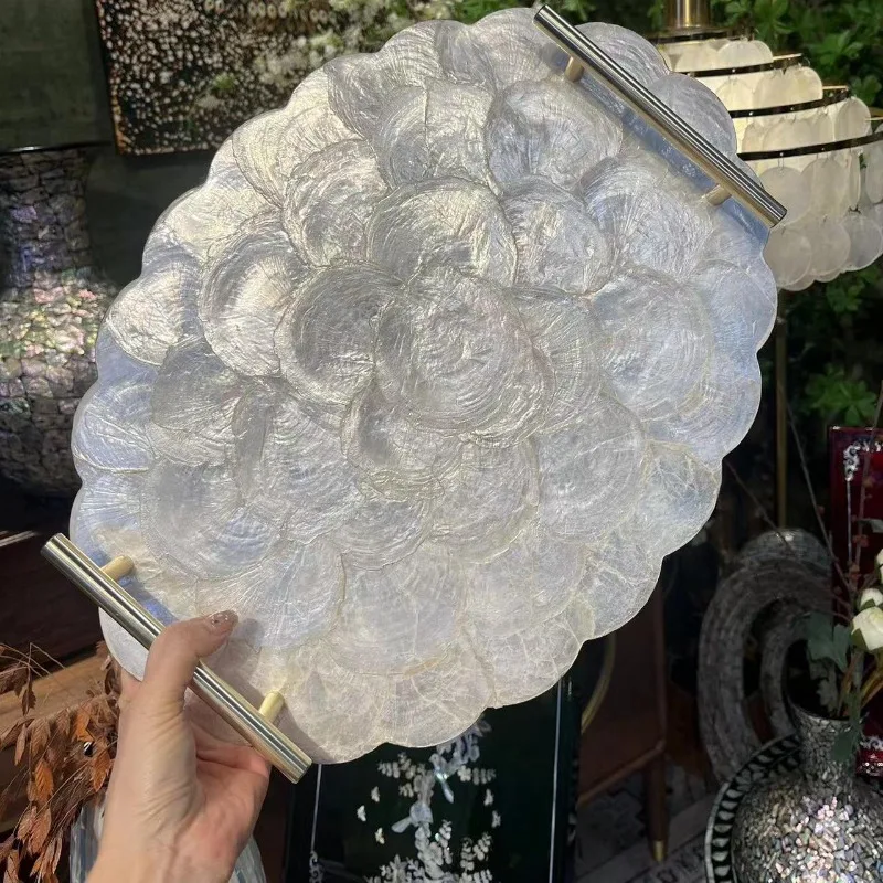 Luxury French Style Shell Coaster Heat Resistant Tray Elegant Bathroom Cosmetic Organizer Living Room Display Plate for Jewelry