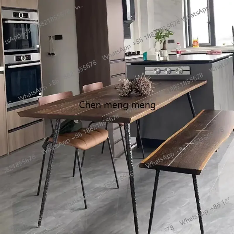 

Горячая распродажа: прямоугольный обеденный стол из массива дерева, комплект стола и стульев для дома, в средневековом индустриальном стиле, черный цвет.