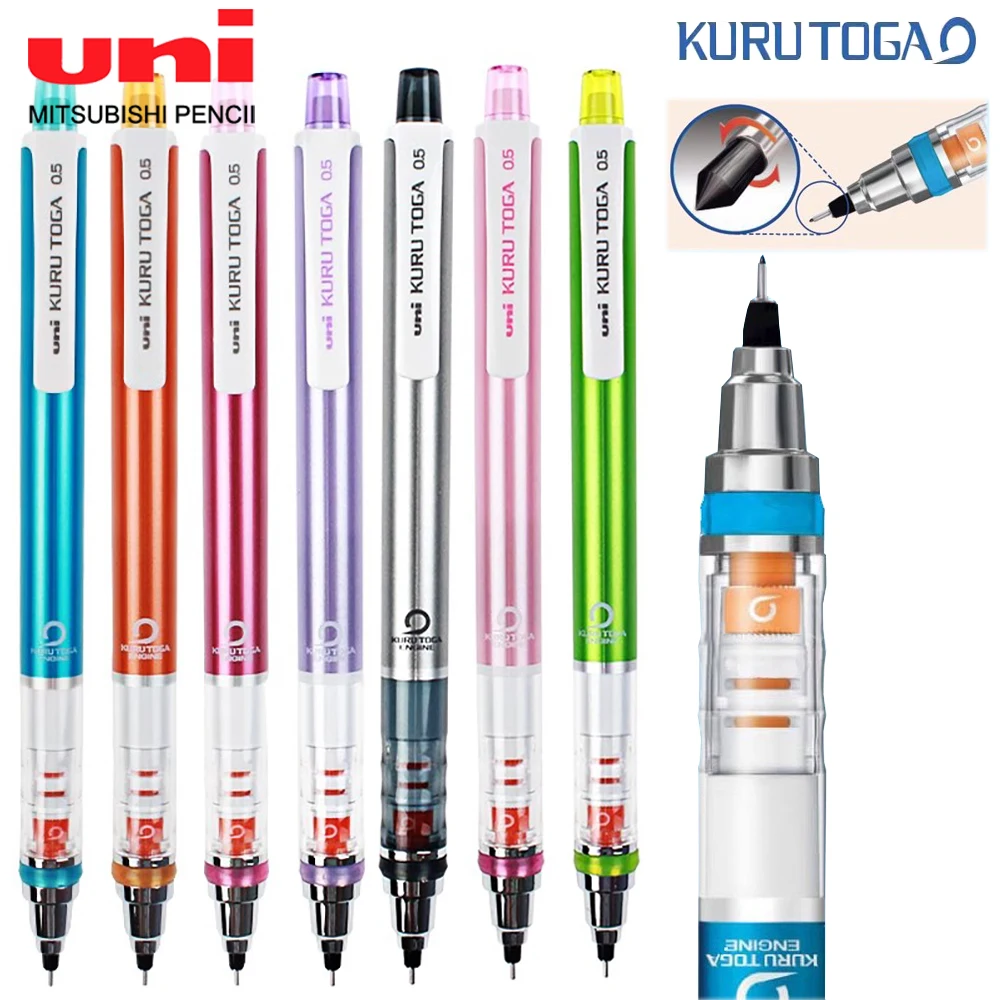 Japan UNI Kuru Toga Mechanical Pencil M5-450 Breakproof Lead Retractable Lapices Portamina with Eraser School Student Stationery