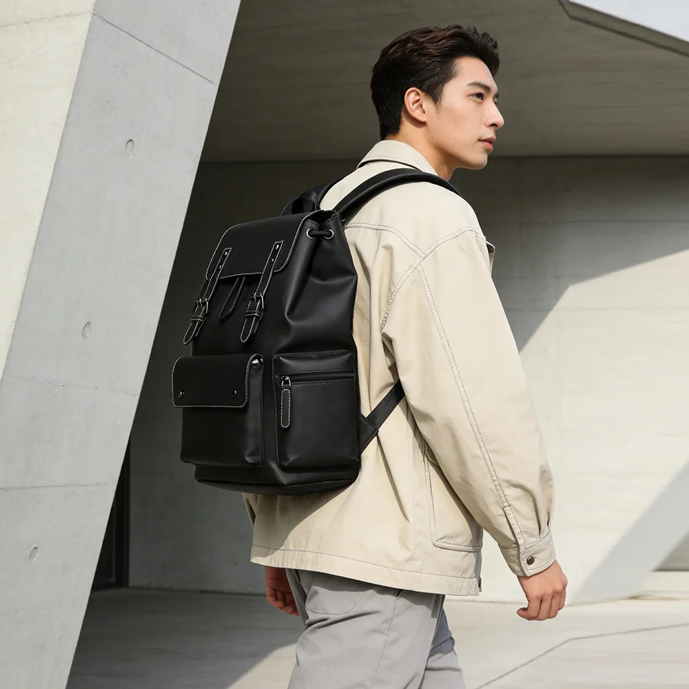 Modischer Rucksack für Männer, Großer Reiserucksack, Retro-Klapprucksack für Männer, Laptop-Tasche, Schultasche, Büchertasche – Detail 2