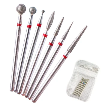 7 個ダイヤモンドネイルドリルビットセット電気フライスカッターマニキュアロータリーバリキューティクルクリーンマニキュアドリルアクセサリー