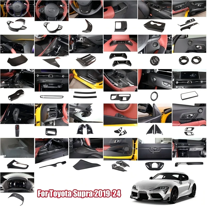 

Real Carbon Fiber Interior Center Console Gear Frame Trim For Toyota Supra A90 MK5 2019-25 A Pillar Cpver Decorative Accessories