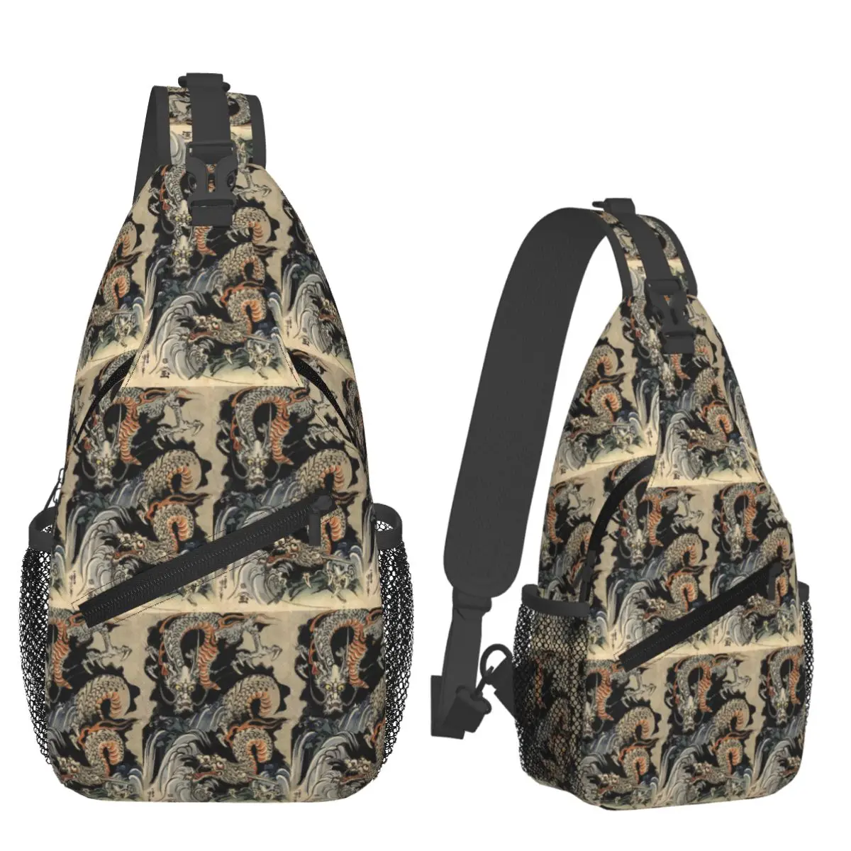 

Utagawa Kuniyoshi - нагрудная сумка с драконами, мужской рюкзак через плечо, нагрудная сумка, дорожный походный рюкзак, сумка на плечо