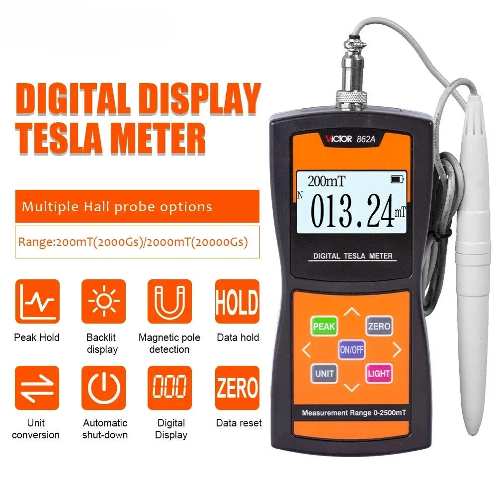 

Digital Tesla Meter Gauss Meter Surface Magnetic Field Tester 2% Probe High Accuracy Sensitive Surface Magnetic Field Tester