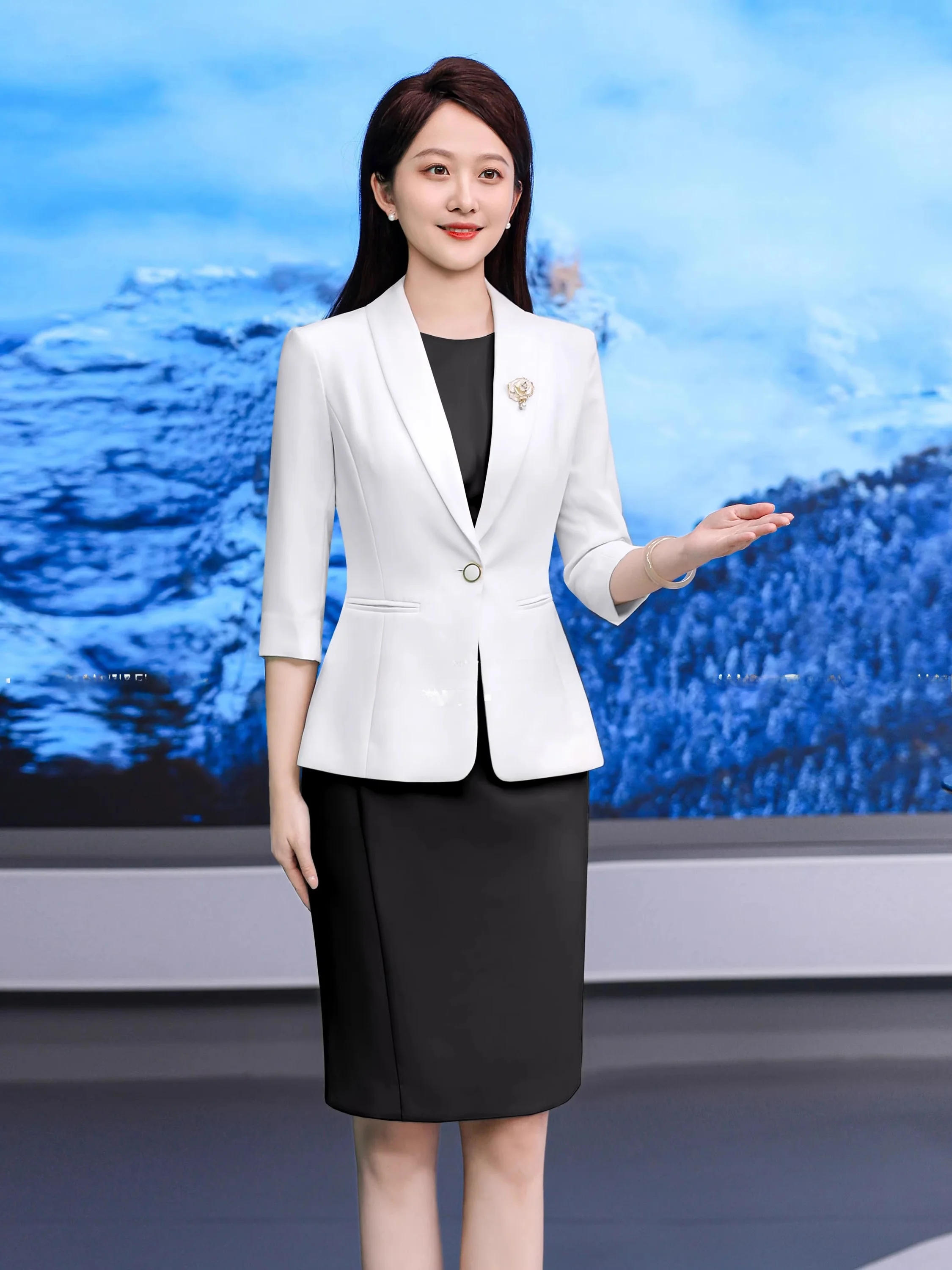 

Костюм-двойка для деловых женщин: юбка и пиджак, для работы и выступлений, профессиональный комплект для карьерных женщин