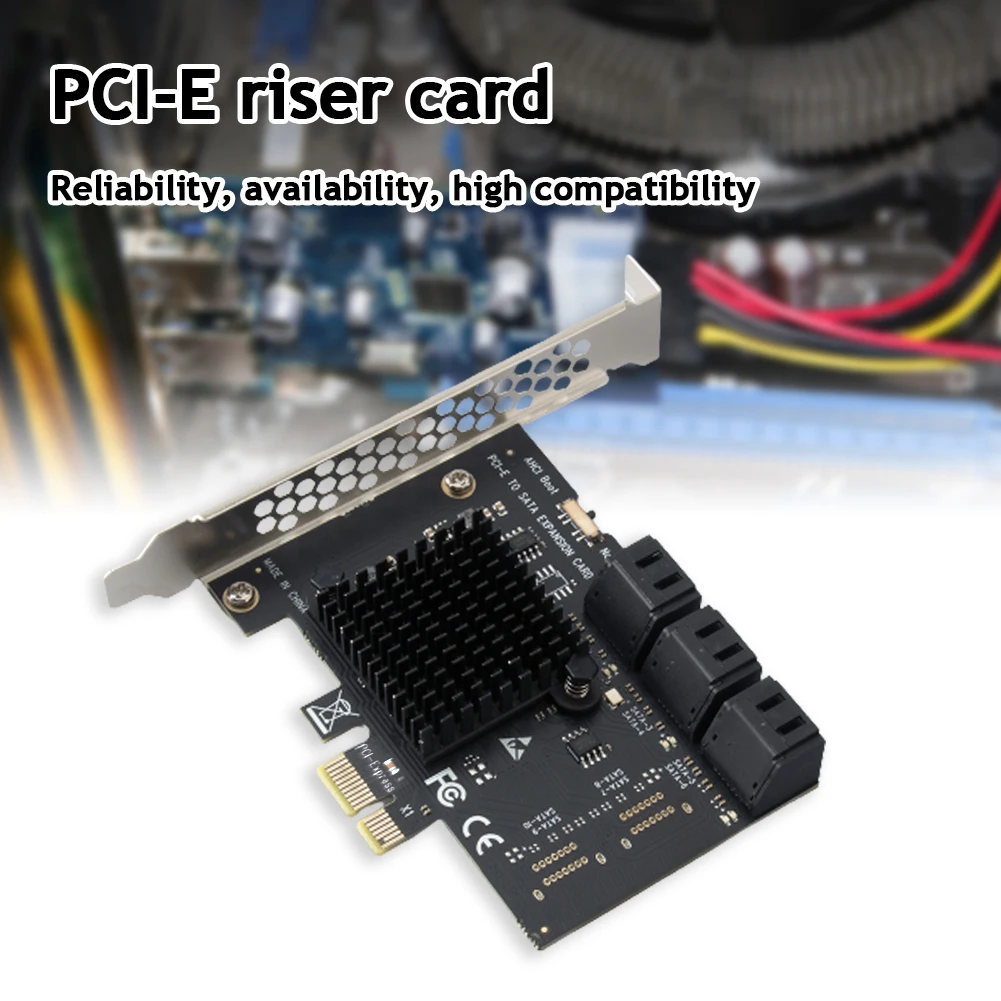 

PCI-E 1X to SATA3.0 6 Port Expansion Card 6Gbps for Windows Desktop Computer Kit Desktop PCIe Adapter Card