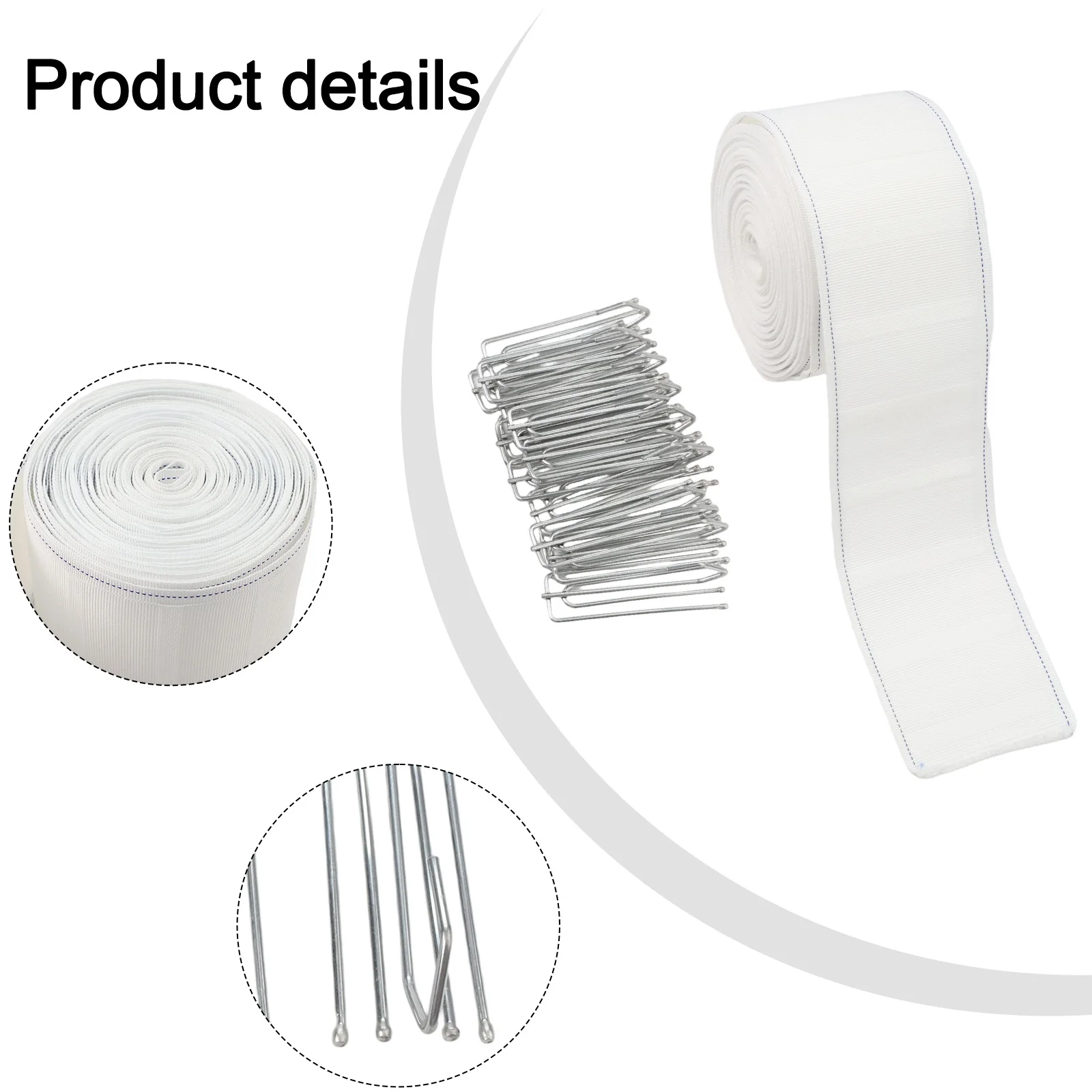 Curtain Tape 10m with 50 Hooks for Reliable Curtain Belt Replacement Suitable for Functional and Decorative Uses