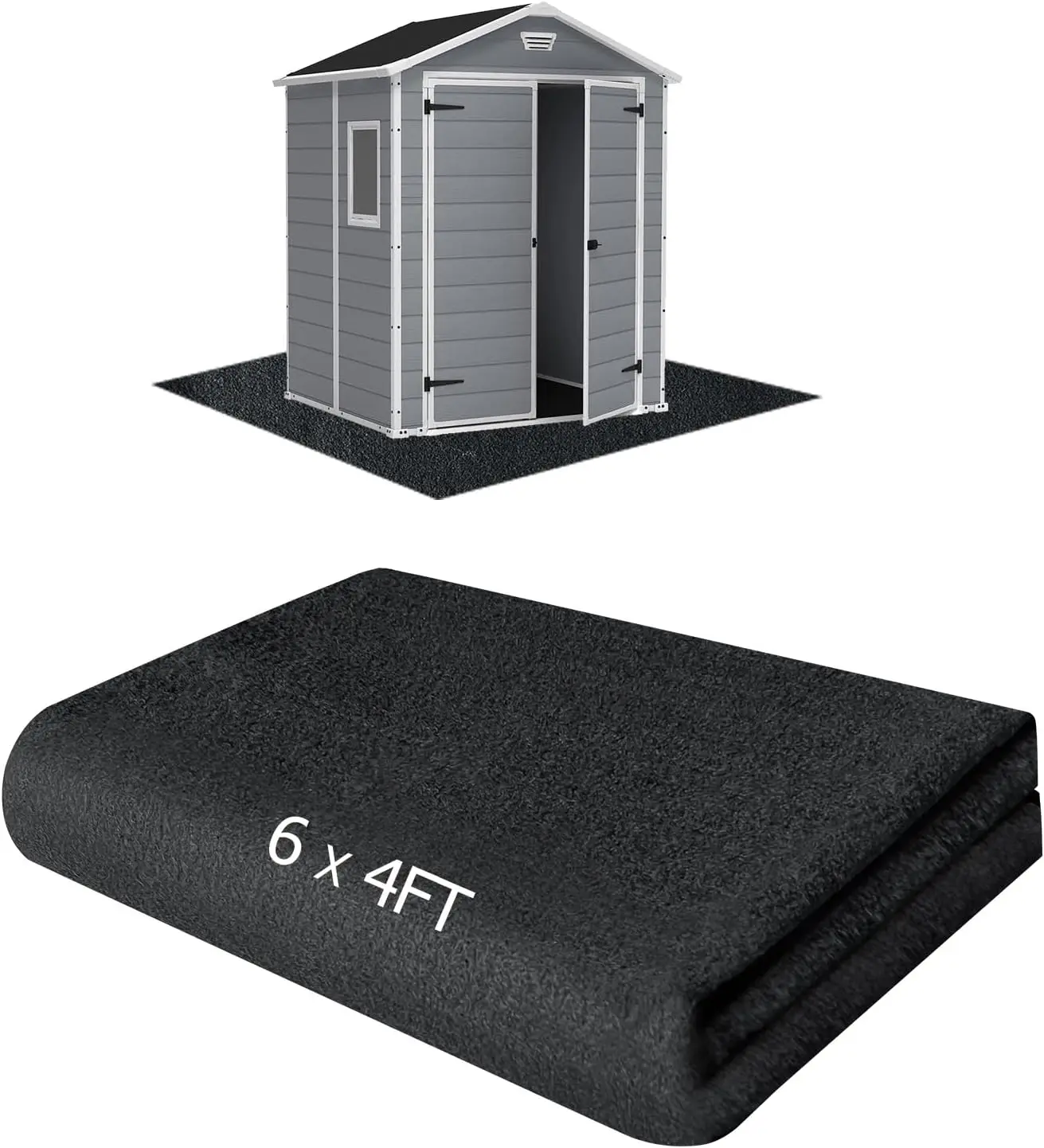

6x4FT Waterproof Non-Slip Outdoor Storage Shed Floor Mat, Washable Garden Pad for Carport and Patio