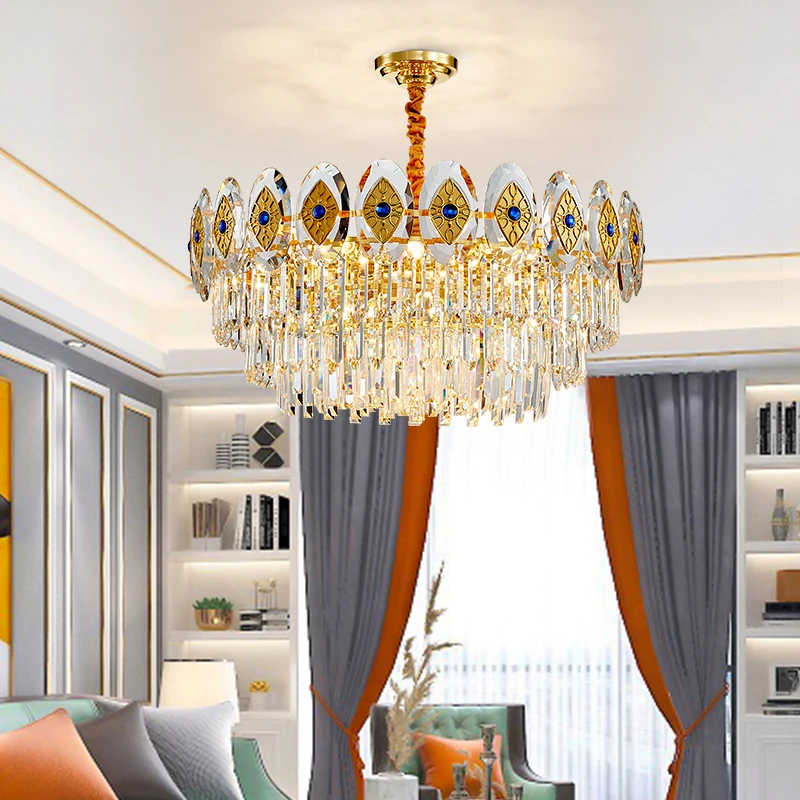 

Modern LED round luxury crystal chandelier gold living room dining room bedroom chandelier