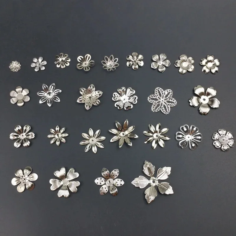 Filigree flower Wraps Metal Charms For Embellishment DIY Jewelry Metal Craft Wraps Headwear accessories Metal flower