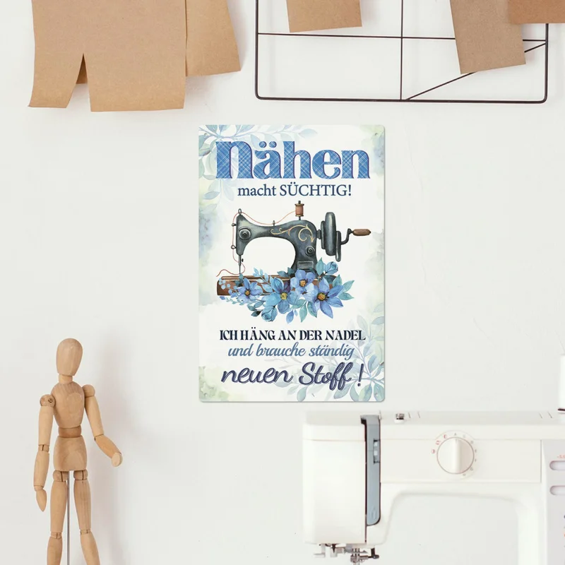 1 metal label for sewing machine, retro craft wall decoration, suitable for women's cave sewing room tailor shop
