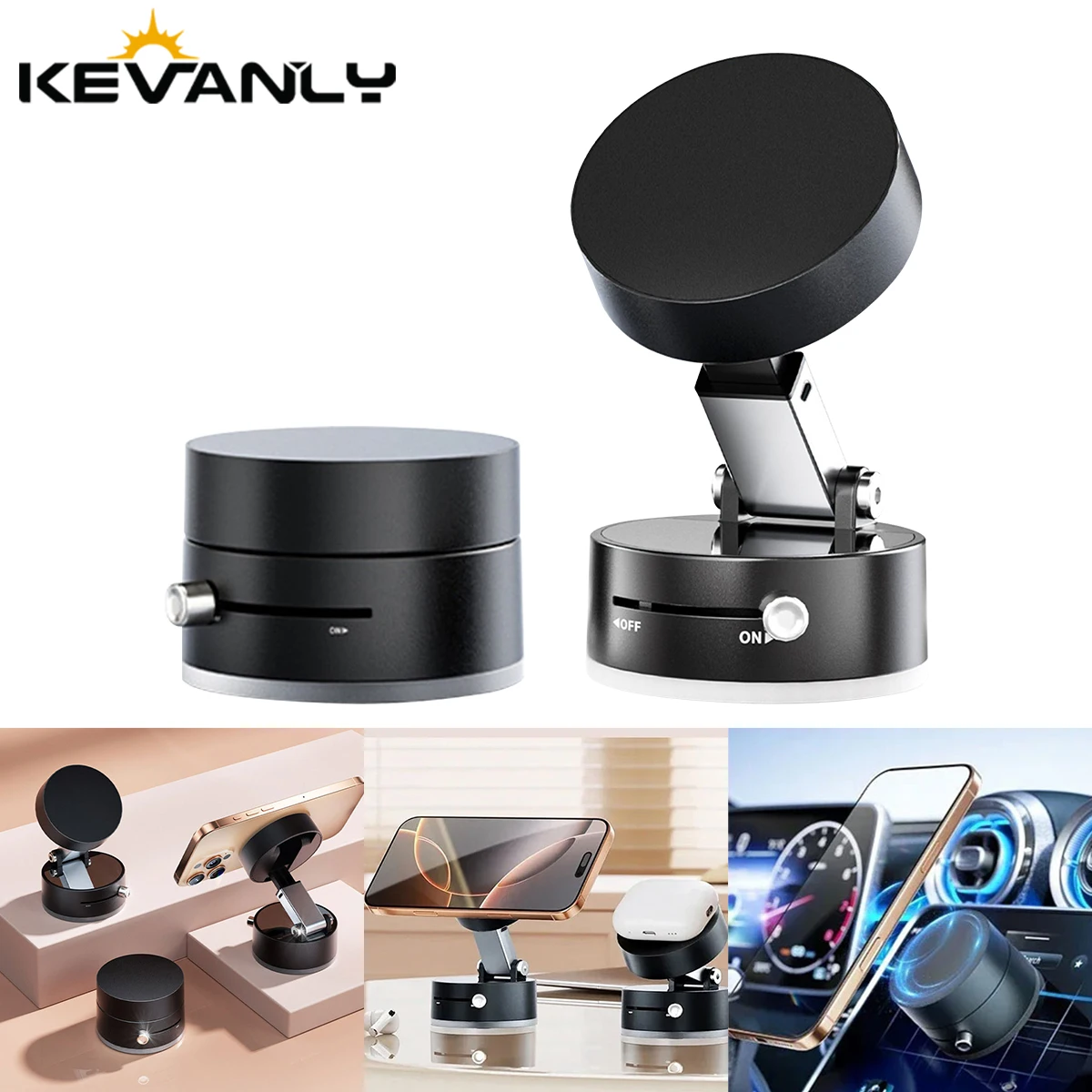 

Portable 360° Rotatable Vacuum Suction Cup Mobile Phone Holder Magnetic Double-sided Car Phone Holder Mini Vehicle Accessories