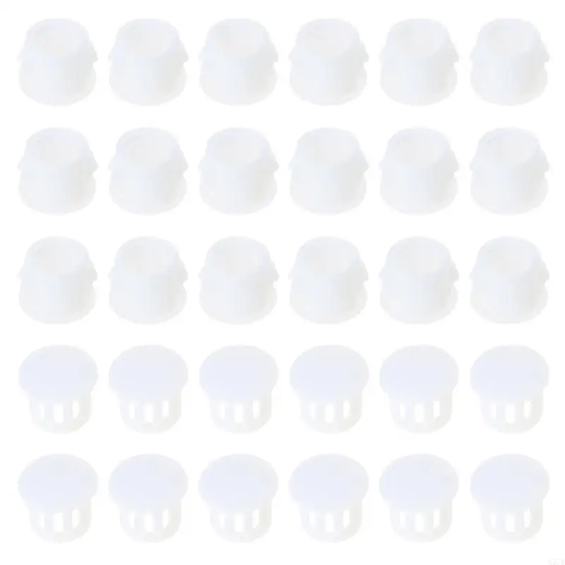 30Pcs White Plastic Hole Plugs Screw Caps Cover Flush Type Panel Plugs for Kitchen Cabinet and Furniture Panel Fastening