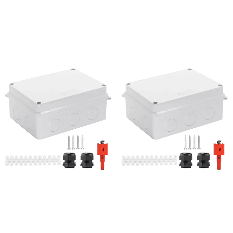 

【CHRISTMAS 】2X электрическая коробка, наружная водонепроницаемая коробка, распределительная коробка IP65 с зарезервированными отверстиями, корпус шнура питания проекта Whi