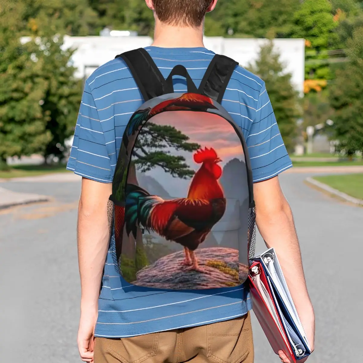 Roosters On The Farm And Sunset Backpack Student BookBag Children School Bag Computer Shoulder Bags for Boys Girls