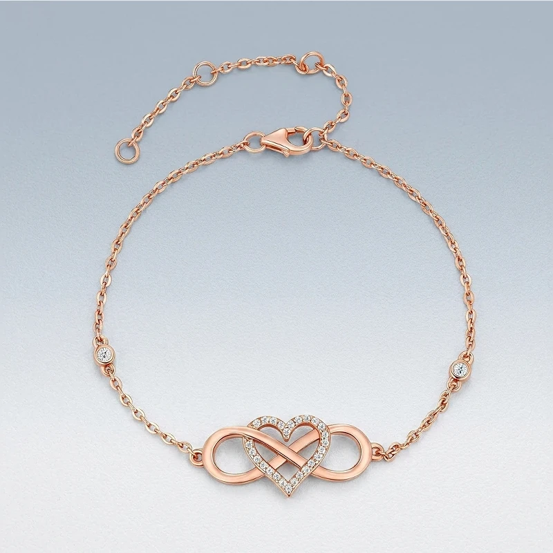 S925 silver heart shaped mozanite bracelet, European and American creativity, high-level sense of love, 8-word cross female Qixi