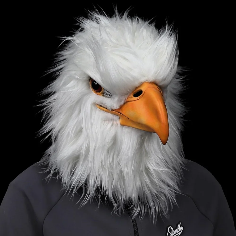 Eagle Head Mask Novelty Latex Full Face Eagle Mask Cute Furry Animal Props Halloween Carnival Costume Role Play Children's Gift