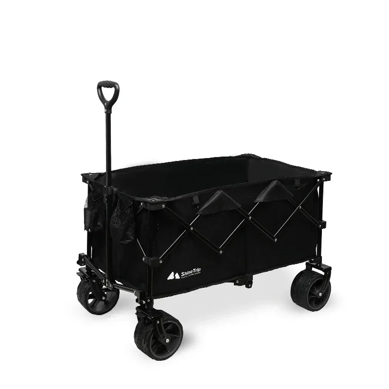 ร้อนขายรถเข็นชายหาดแบบพกพาตั้งแคมป์พับ4ล้อกลางแจ้งพับดึงตั้งแคมป์