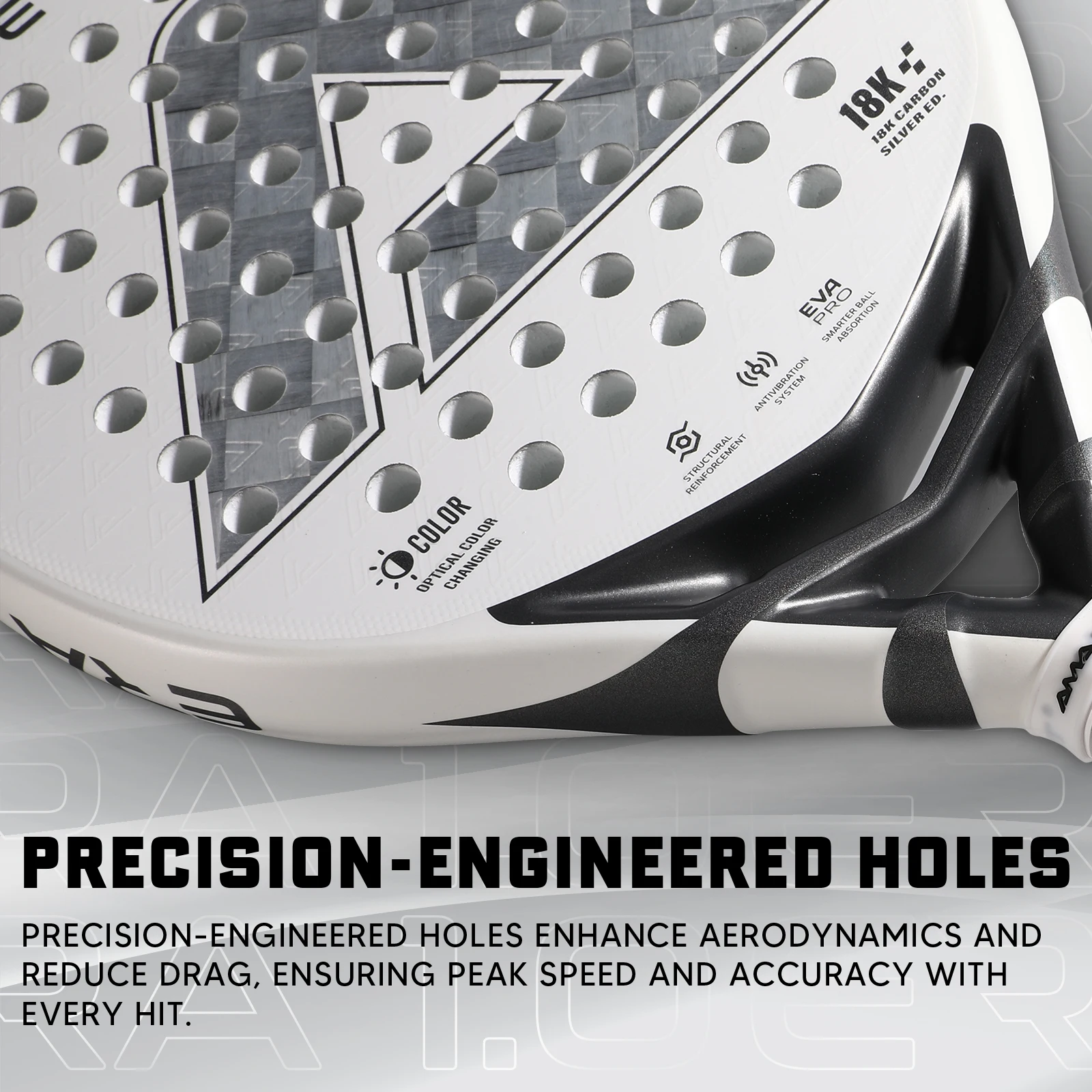 توفر شريط هجين لمضرب باديل من الفضة الكربونية عيار 18 قيراط من AMASPORT تحكمًا وتحملًا تقديميًا للمنافسة الاحترافية #5