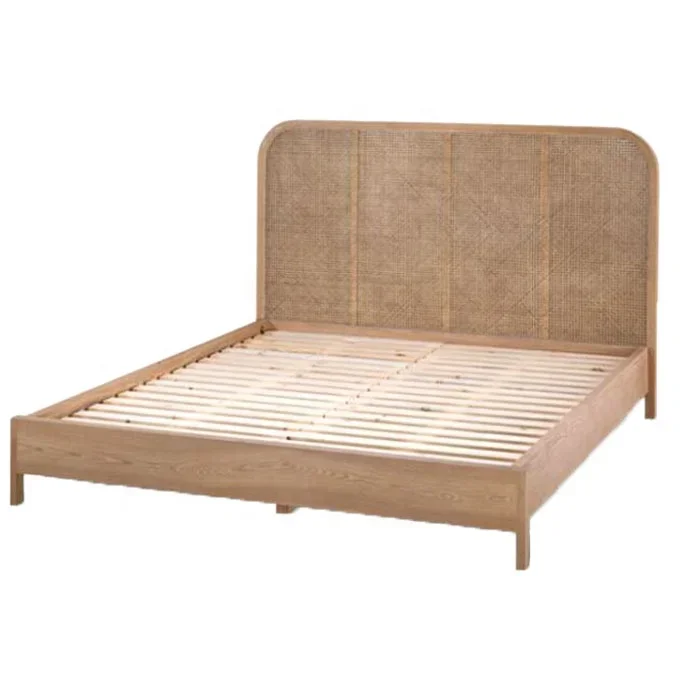 2026 China supplier antique queen/king size Rattan/Wicker wooden beds for bedroom furniture