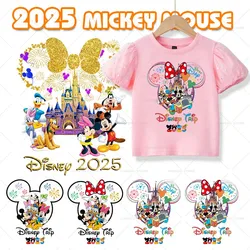 Disney 2025 Family Trip adesivi a trasferimento termico trasferimenti da stiro per vestiti toppe stampate Mickey Minnie su t-shirt Decor