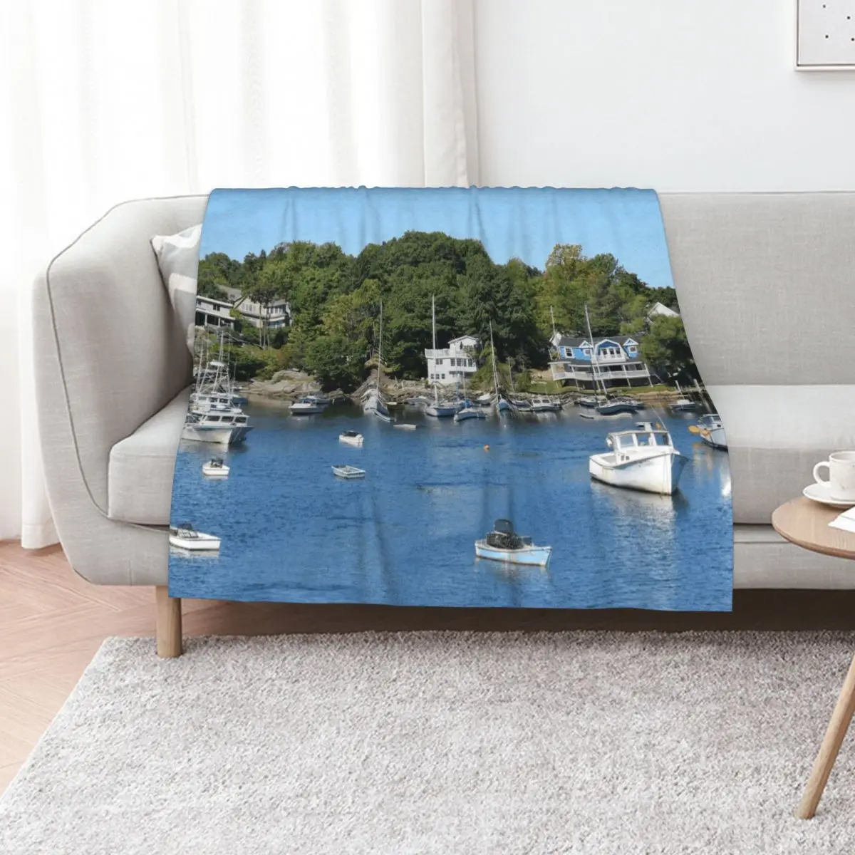 

Perkins Cove Ogunquit, Maine Throw Blanket wednesday Plaid on the sofa Soft Beds Summer Beddings Blankets