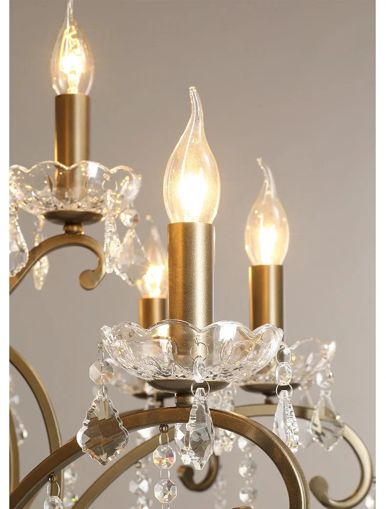 

French Living Room Chandelier American Duplex Crystal Lamp Hotel Villa Lobby Cantilevered Spiral Staircase Lighting Fixture