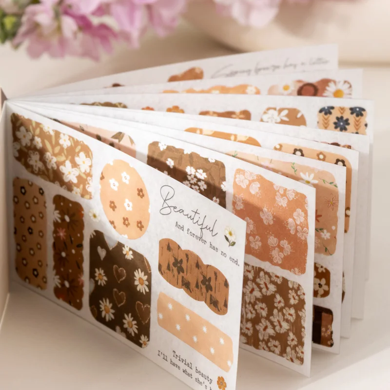 16 Stück PET-Stanzaufkleber, Buch, Texturfragmente, dekorative, handgefertigte Scrapbooking-Materialien, Tagebuch, Album, Bastelbedarf