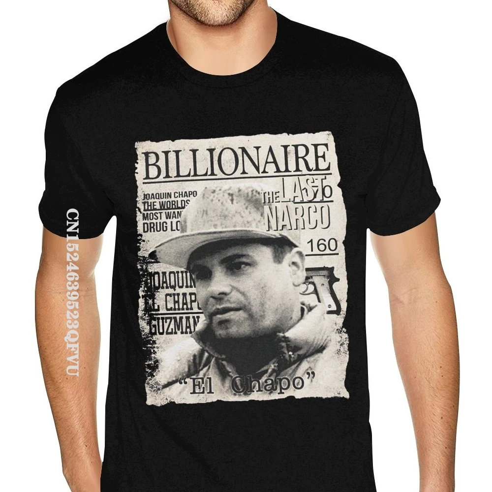 Branded Billionaire The Last Narco El Chapo Tees Oversized Anime Tshirt Men Cotton Men Plus Size Black T-Shirts Punk Style