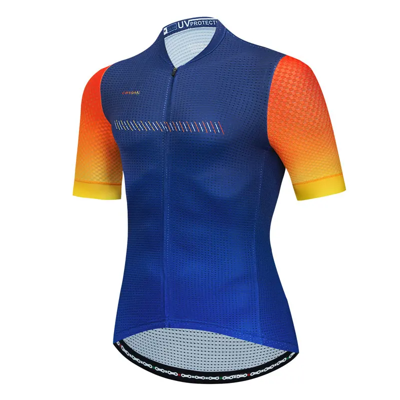 CESANTI Men Cycling Jersey Short Sleeve Summer Bike Clothing Breathable Full Zipper Male Outdoor Sport Wear