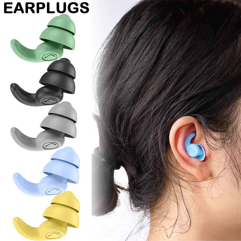 

1Pair Portable Silicone Sound Insulation Ear Plugs Night Mute Sleeping Noise Reduction Comfortable Sponge Sleeping Earplugs