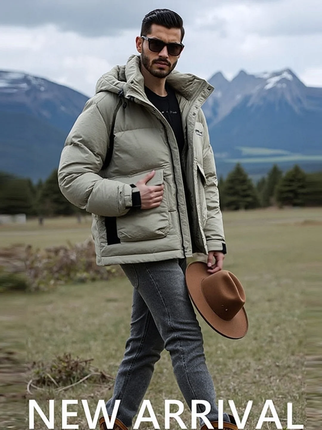

Men's Thickened Warm Hooded down Jacket Casual Loose White Duck Feather Outerwear Fall Winter Seasonal Fashion Brand Versatile