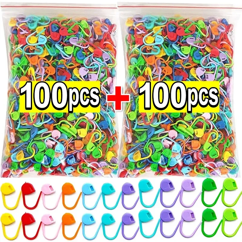 200/50pcs Colorful Mini Resin Clips Plastic Locking Stitch Markers Crochet Pins Knitting Tools Pins Sewing Needle Clip Hooks