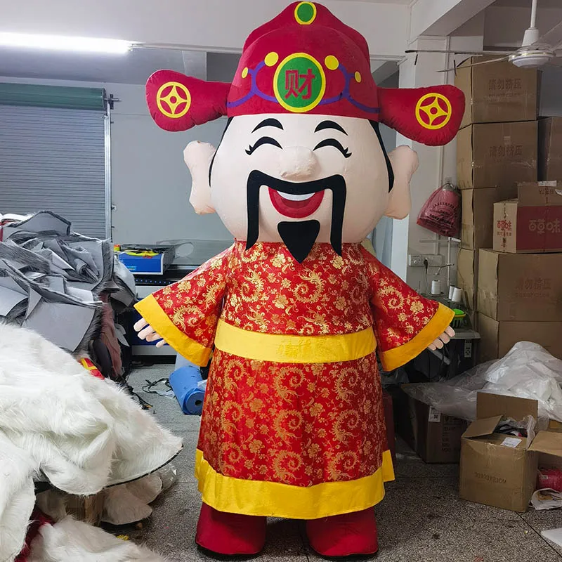 Inflatable God of Wealth Mascot Costume Cartoon Character Outfit Attractive Suit Birthday Gift Carnival Party Events No Battery