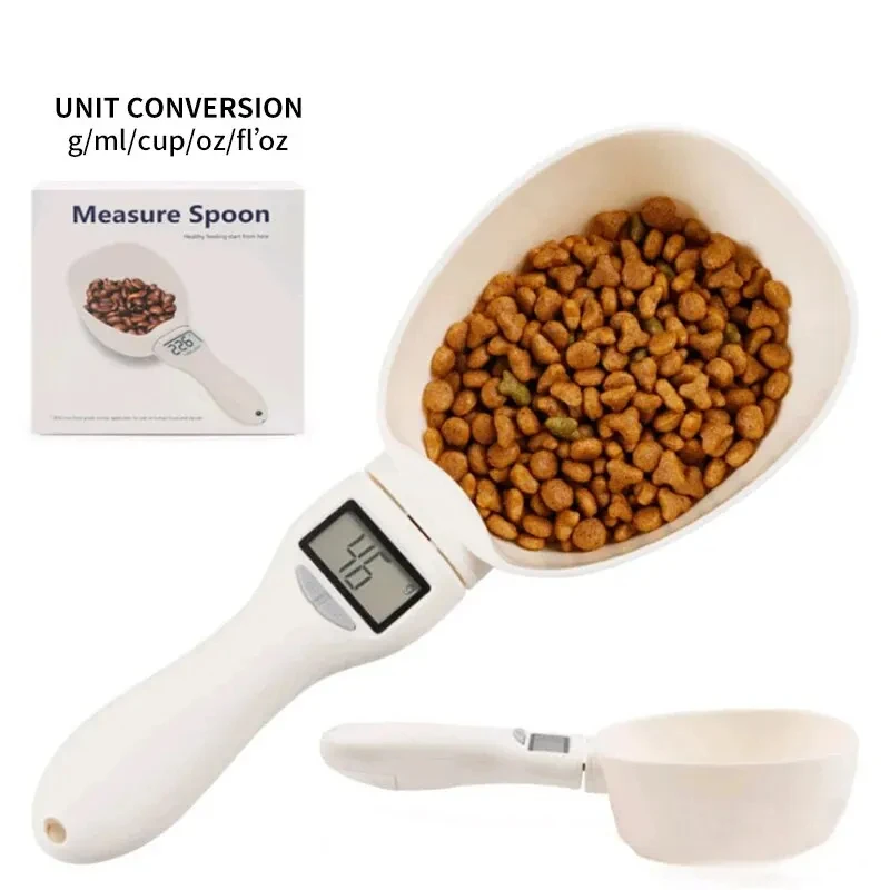 Pet Dog Food Measuring Spoon Scale Smart Pet Food Scale with Measuring Spoon Digital LCD Display Kitchen Scale for Dog/Cat