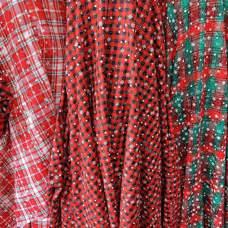 Christmas Plaid Fabric for DIY Craft Sewing Home Christmas Decoration Quilting Shirts Scarve Pajamas Tablecloth Couch Home Decor
