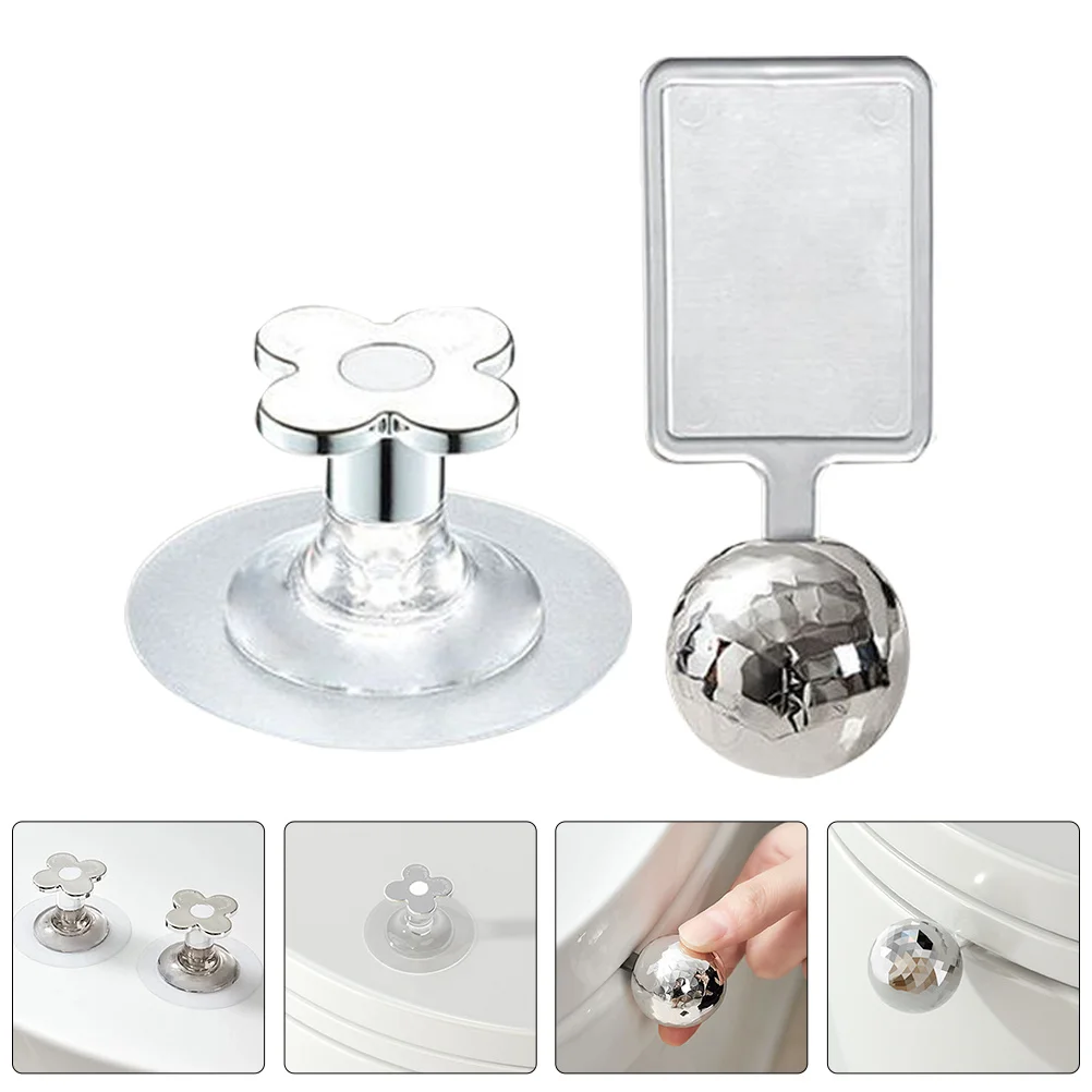 

4Pcs Toilet Seat Raise Lifter Adhesive Bathroom Cover Handle Modern Lid Design Toilet Lid Lifter