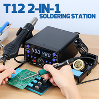 WEP T12 Soldering Station Hot Air Rework Station With Electric Solder Iron Kit Desoldering Heat Gun Welding Machine For SMD PCB
