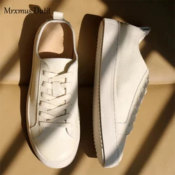 Mrxmus Dutit 2023 Autumn Fashion High Street Simple White Genuine Leather Soft Casual Comfot Sneakers Women Shoes Woman