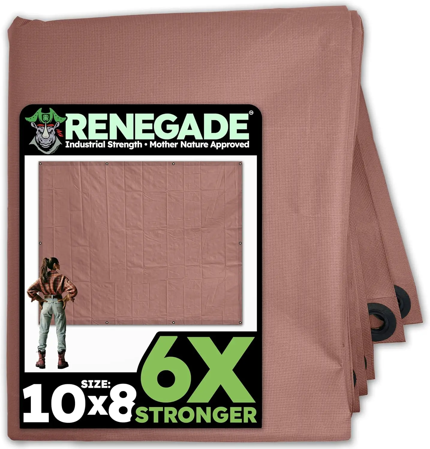 

Heavy Duty 10x8 ft Brown Tarp - Waterproof, UV-Resistant, PFAS-Free for Construction, Outdoor Use