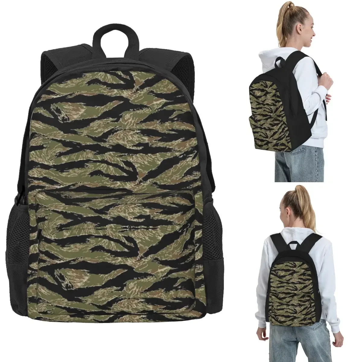 Tiger Stripe Camouflage Military Camo Backpack Hot Sale Daypack Large Capacity Kids BookBag School Bag for Men Women